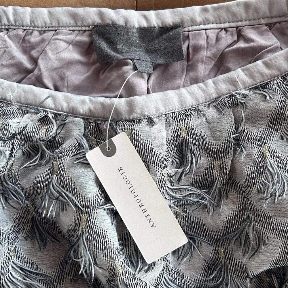 Anthropologie Modern Parisian Romantic Textured Midi Skirt Pockets NWT Womens S